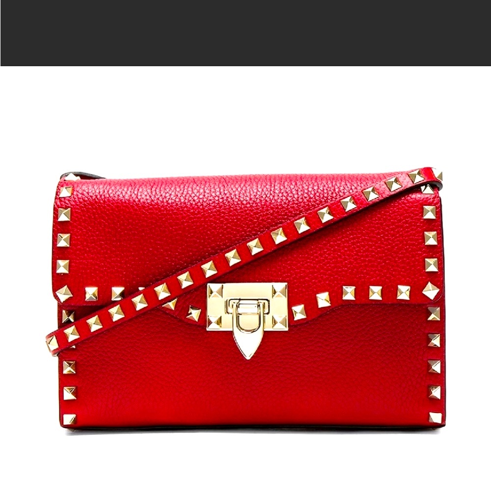 Valentino Red Leather Rockstud Crossbody Bag